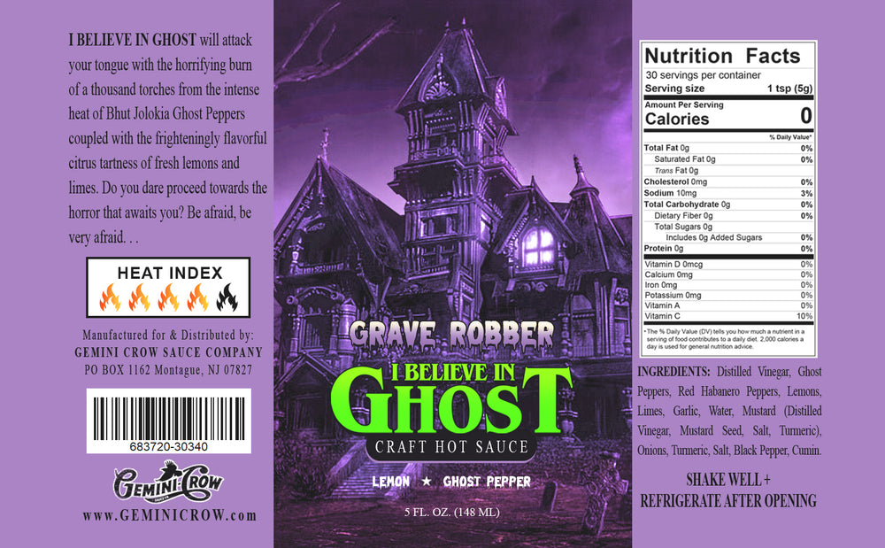 GRAVE ROBBER  "I BELIEVE IN GHOST" HOT SAUCE
